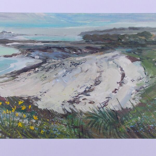Scilly Cove Lucy Hawkins Acrylic on board 51x21cm St Ives frame 60x30cm £420