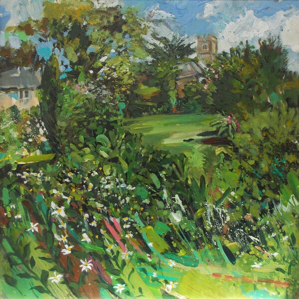 Village Garden Lucy Hawkins acrylic on board, 50x50cm £475