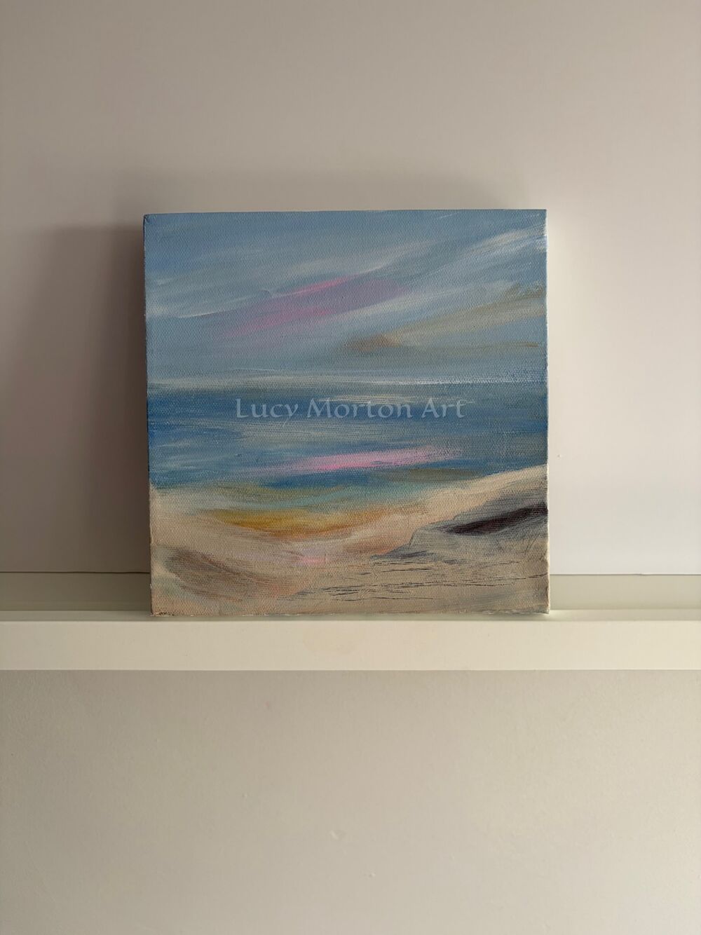 "Beach Days", oil and acrylic on canvas, 20cm x 20cm