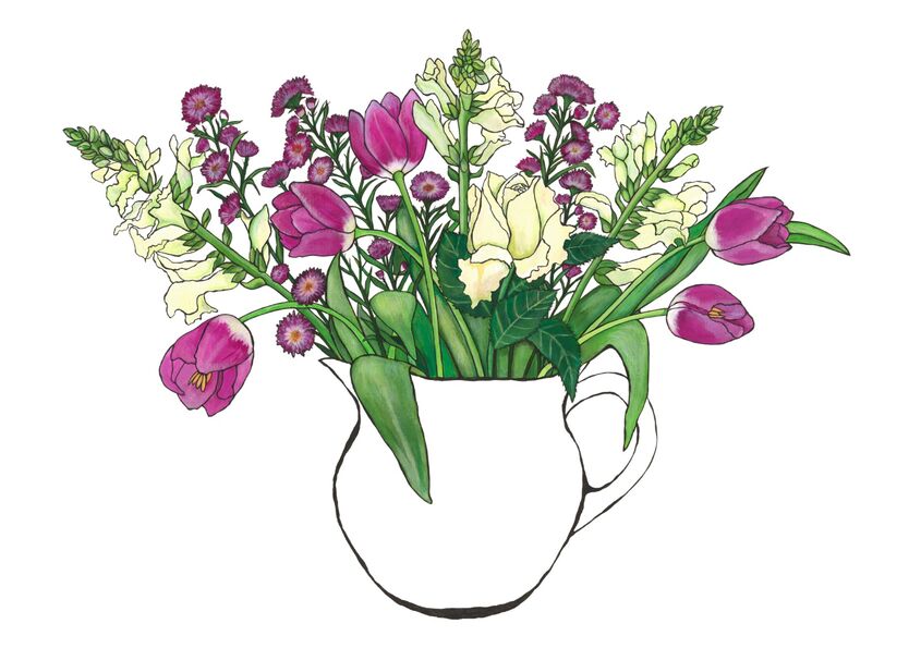 pink roses tulips stocks flowers