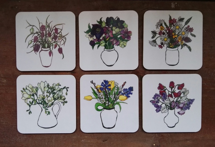 Floral coaster set