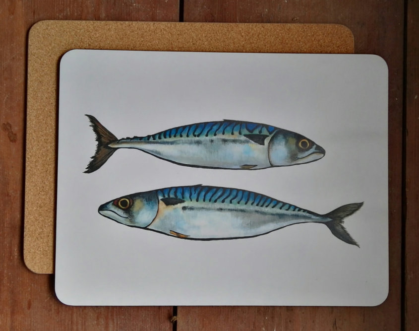 Mackerel large placemat/serving mat