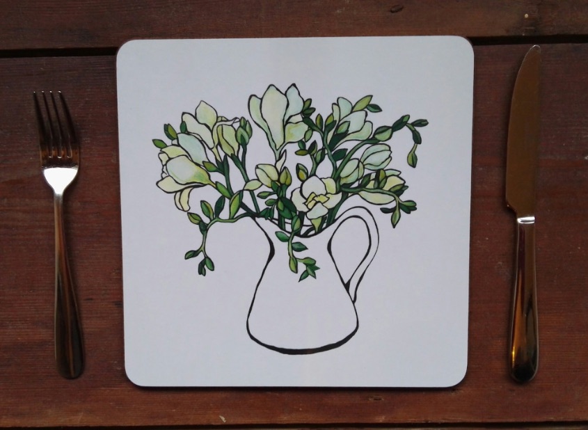 White freesias placemat