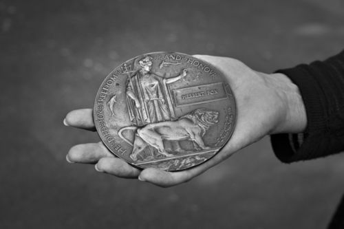 Herbert Fox's uncle's WWI death penny, September 2014