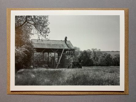 Ben Skelton painting barn roof, Ampleforth