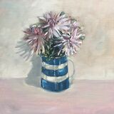 Dahlias in Cornishware jug