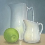 White Jugs with Green Apple 10 x 8 in