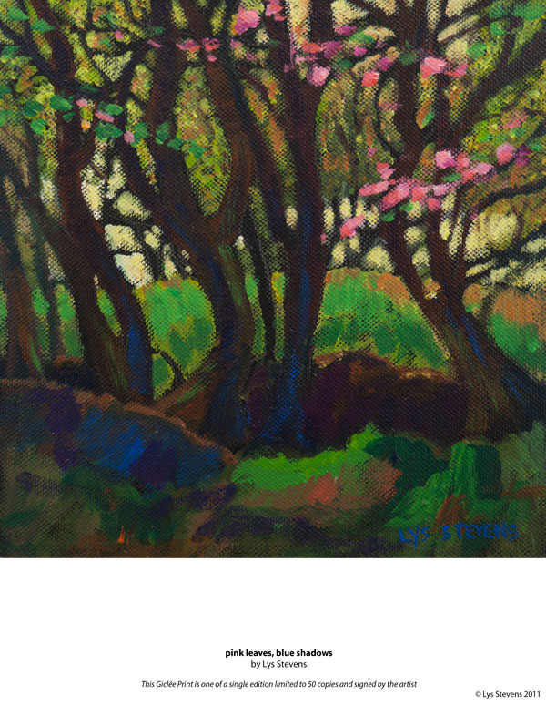 pink leaves, blue shadows