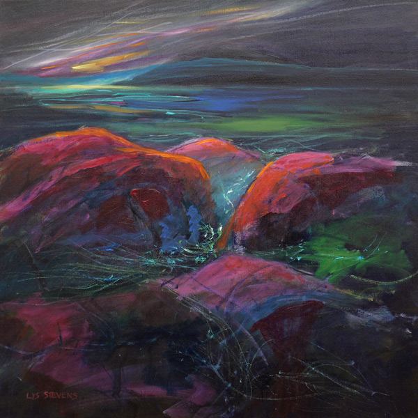 storm light threw colour at the rocks, firemore beach