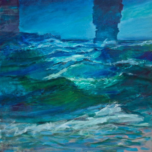 waves called out around the sea stack, Sandwood Bay