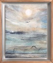‘Flight’ oil painting on linen 34x30cm framed