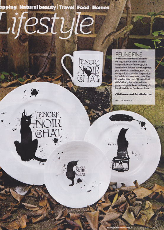 Limited edition, handmade fine bone china, four piece dinner set exclusive to Mad Old Cat Lady