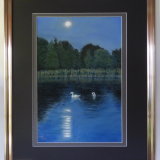Swans By Full Moon Leatherhead