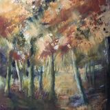 Autumn Woodland, original painting in acrylic