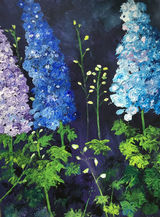 15x12". Delphinium splendour, Acrylics on board, £75