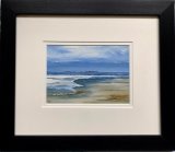 Farne Islands from Bamburgh Beach 7x5, oil on canvas, framed behind glass, 14x12”, £90.00