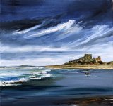 Bamburgh Castle 12x12 oil on canvas, framed 13.5, £125.00