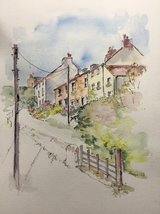 Cowbar Bank Staithes. Watercolour 45x55cms. Framed £90