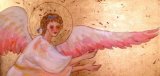 'Guardian Angel' Acrylic paint and gold leaf. 12 X 24 ins