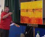 Anthony Marshall with his painting of Alnmouth estuary.