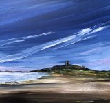 Dunstanburgh from Embleton 12x12, oil on canvas, framed 13.5, £125.00