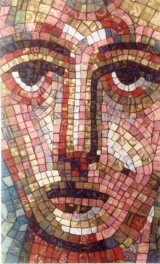 'Ancient Spirit' Hand and machine silk fabrics with gold leaf. 53 X 32 ins