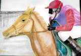 Final Furlong, Watercolour on Canvas, 20 X40 cm, £80