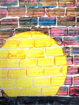 Gas Spot, Acrylic on card, using a ‘credit card’ technique