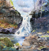 Hareshaw Linn, Bellingham Oil on canvas block 11.5 X 11.5 £95