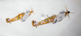 Hurricane and Spitfire, Watercolour on Canvas, 20 X 50 cm, £80 SOLD