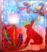 'Dandelion Clock' Hand made felt with needle felting and hand embroidery 19 X 16 ins