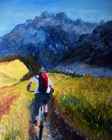 Mountain biking Mark, oils, 30x40cm, £200 SOLD