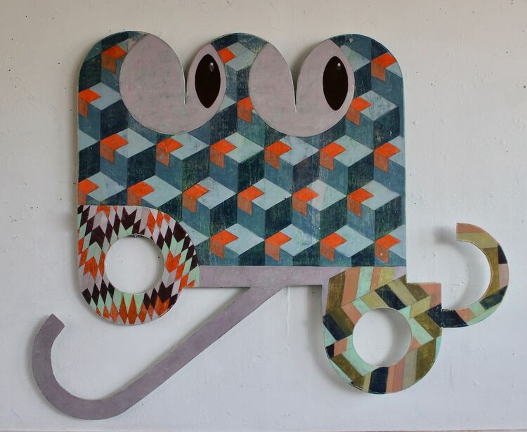 Panel painted with tesserae