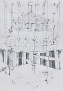 Design for Sculpture installation project: view from the stage