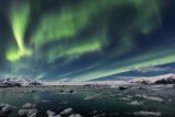Aurora over Jokulsarlon