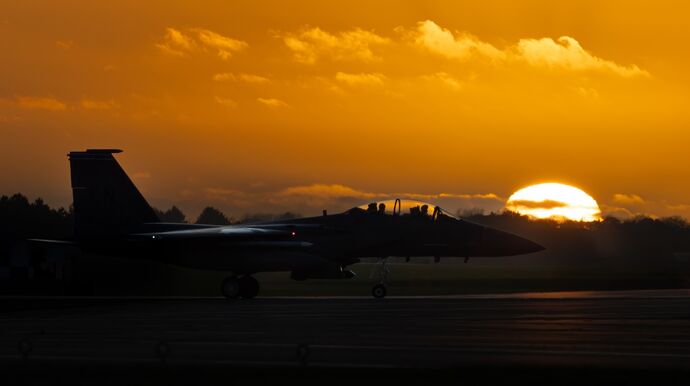 DEPARTING FOR A NIGHT MISSION by Colin Bristow