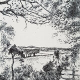 Towards Lochmaben. Contemporary Scottish landscape drawing. Original pen and ink drawing by Marcer Campbell