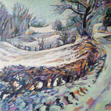 Winter view, Beckton Road. Lockerbie. Dumfries and Galloway. Contemporary Scottish landscape painting. Acrylic on canvas. By Marcer Campbell