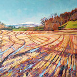 Forest of Ae under snow. Lockerbie. Dumfries and Galloway. Contemporary Scottish landscape painting. Acrylic on canvas. By Marcer Campbell