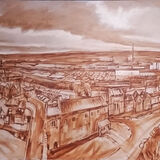 Triptych 2. From Carlisle Cathedral, Dixons chimney distant