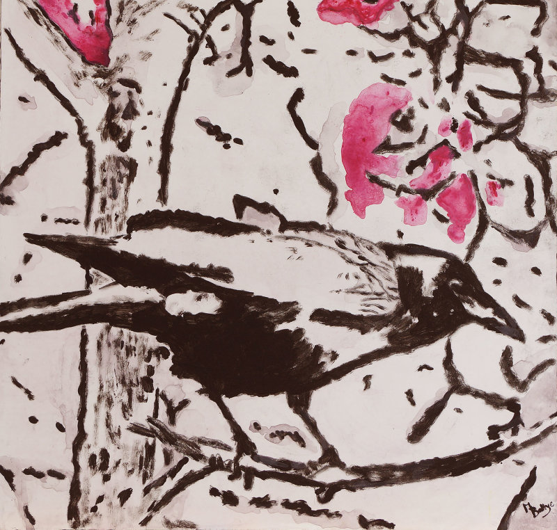 Crow And Magnolia Blossom