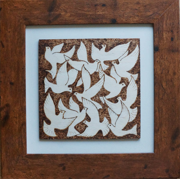 A Flight Of Doves (woodburning)