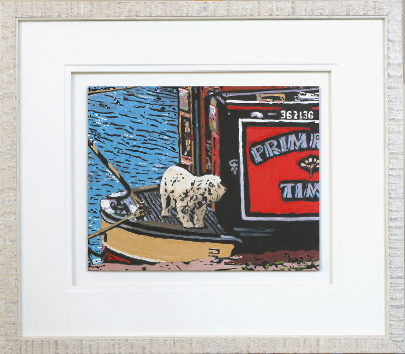 Dog On A Narrow Boat - Framed