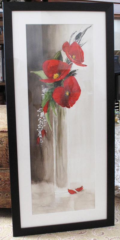 Red Flowers in Glass Vase (sold)