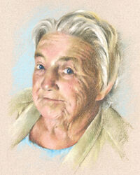 pastel portrait drawing of a lady