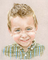 Pastel portrait drawing of a boy