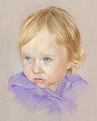 pastel portrait drawing of a child