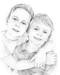 pencil drawing of 2 boys