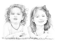 Pencil drawing of 2 children