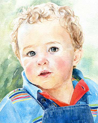 Children watercolour portraits